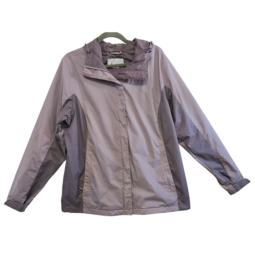 Columbia Womens XL Purple Raincoat Windbreaker Full Zip Mesh Lined Outdoor